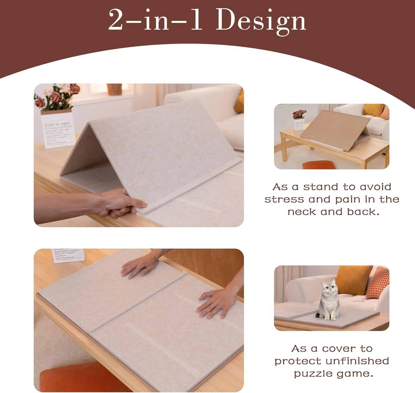 Adjustable Puzzle Board with Stand, Cover, and Sorting Trays – Portable Non-Slip Jigsaw Work Surface