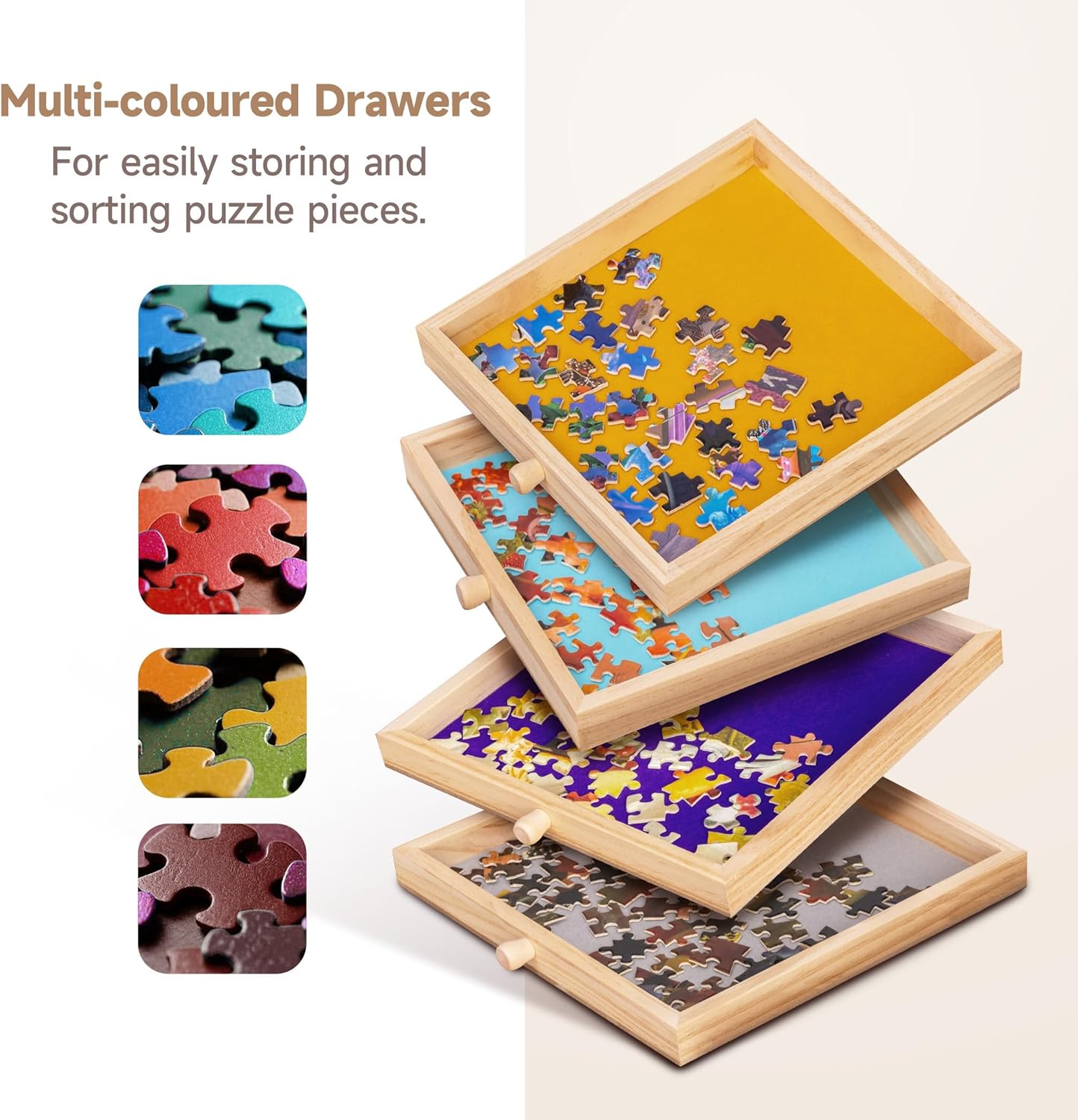 Adjustable Wooden Puzzle Table with Storage Drawers and Protective Cover – Portable Jigsaw Work Surface