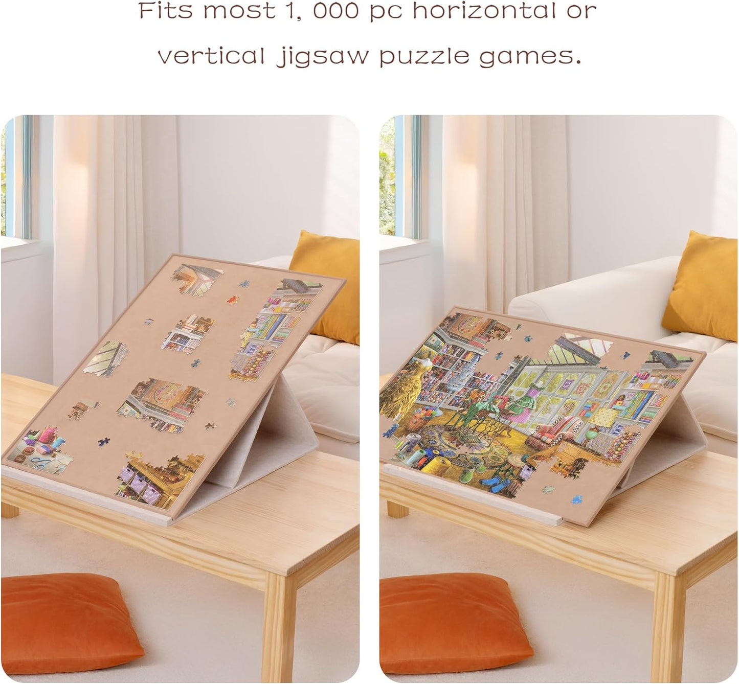 Adjustable Puzzle Board with Stand, Cover, and Sorting Trays – Portable Non-Slip Jigsaw Work Surface