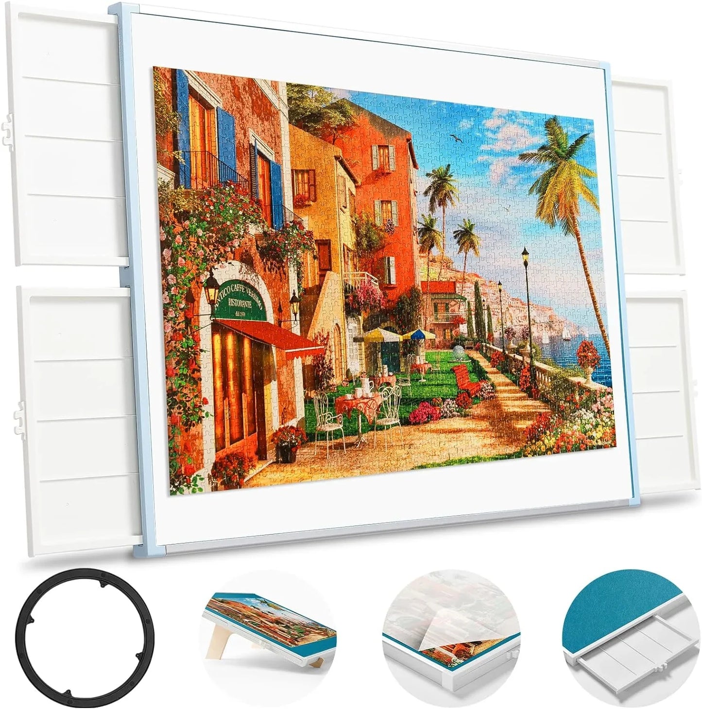 Adjustable Rotating Puzzle Board with Storage Drawers and Protective Cover – Portable Jigsaw Work Surface