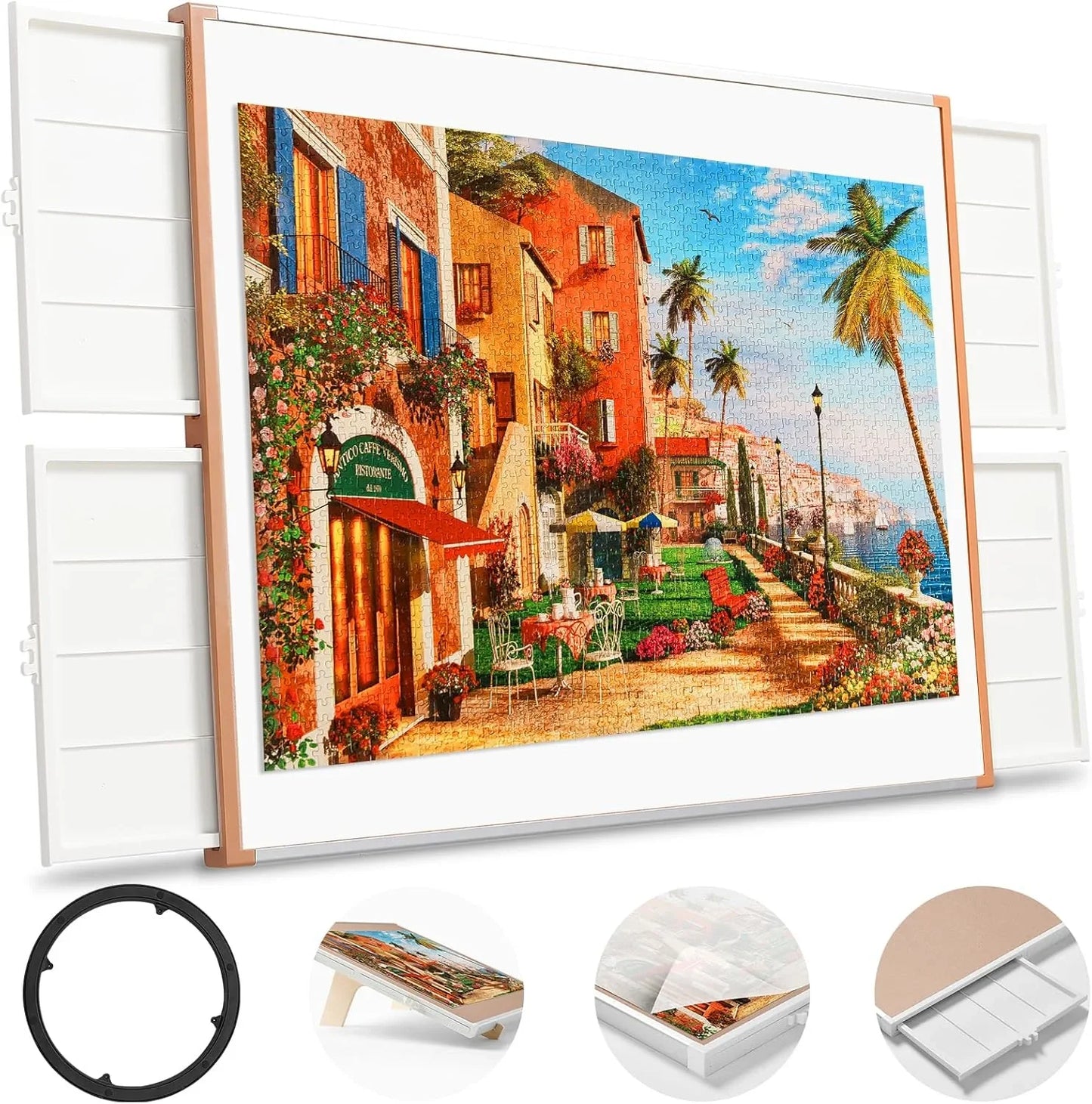 Adjustable Rotating Puzzle Board with Storage Drawers and Protective Cover – Portable Jigsaw Work Surface