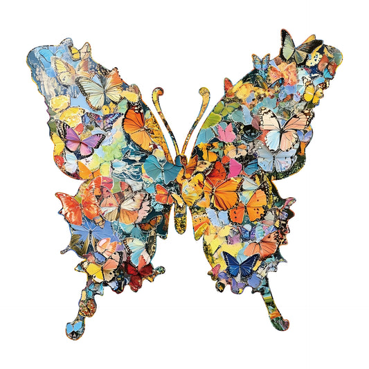 Custom Wooden Butterfly Assembly Puzzle with Photo Frame – Decorative Splicing Art Display